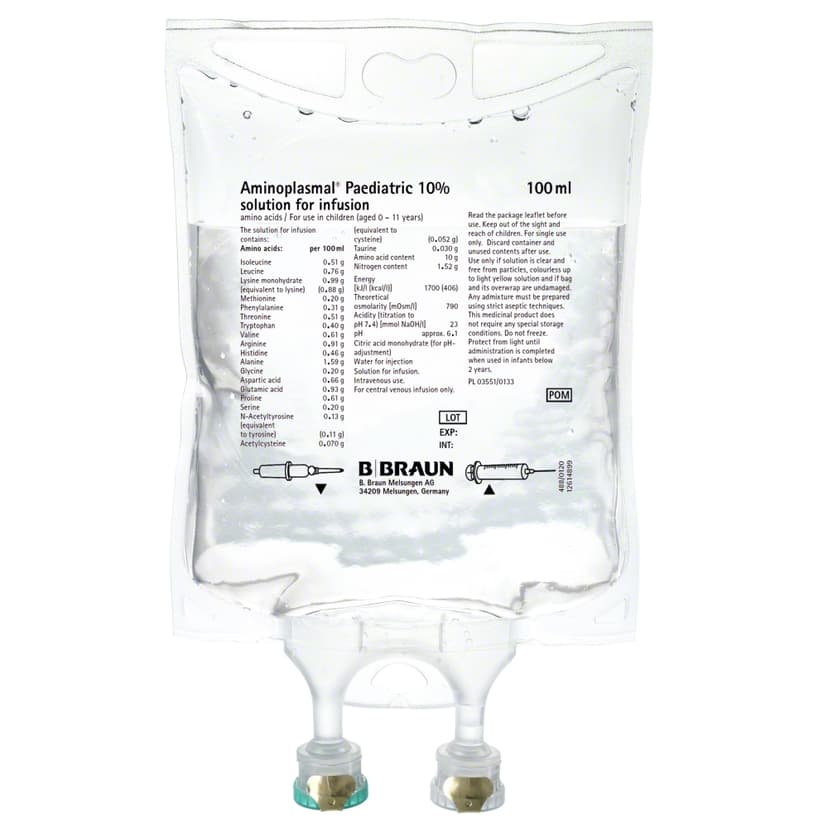 Aminoplasmal Paed 10%-Special amino acid solution for parenteral nutrition for pediatric patients